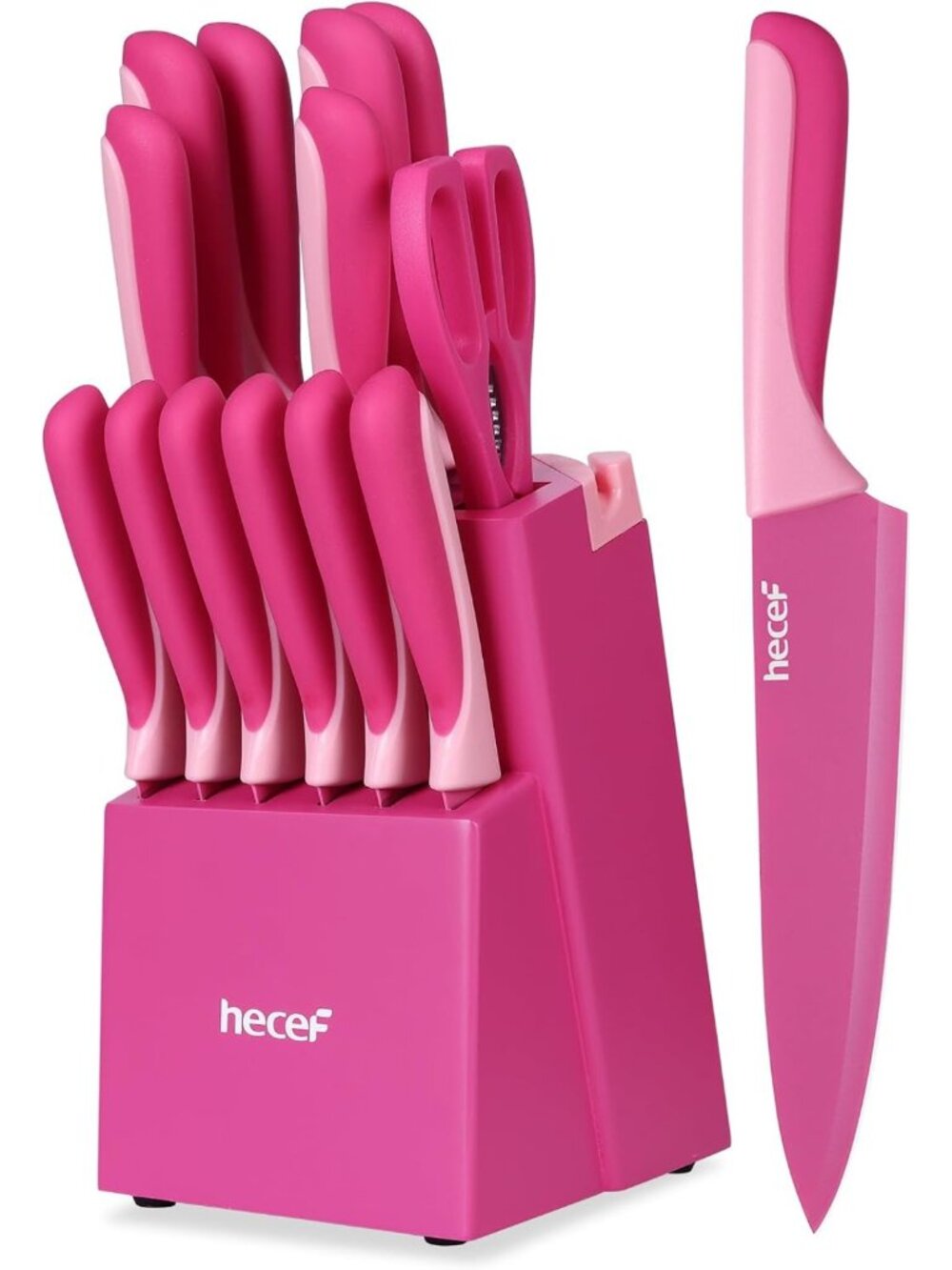 15-Piece Kitchen Knife Set with Wooden Block, Built-in Sharpener, Dishwasher